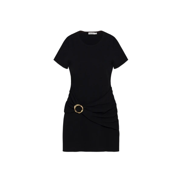 Leni Draped Knit Mini Dress in Black