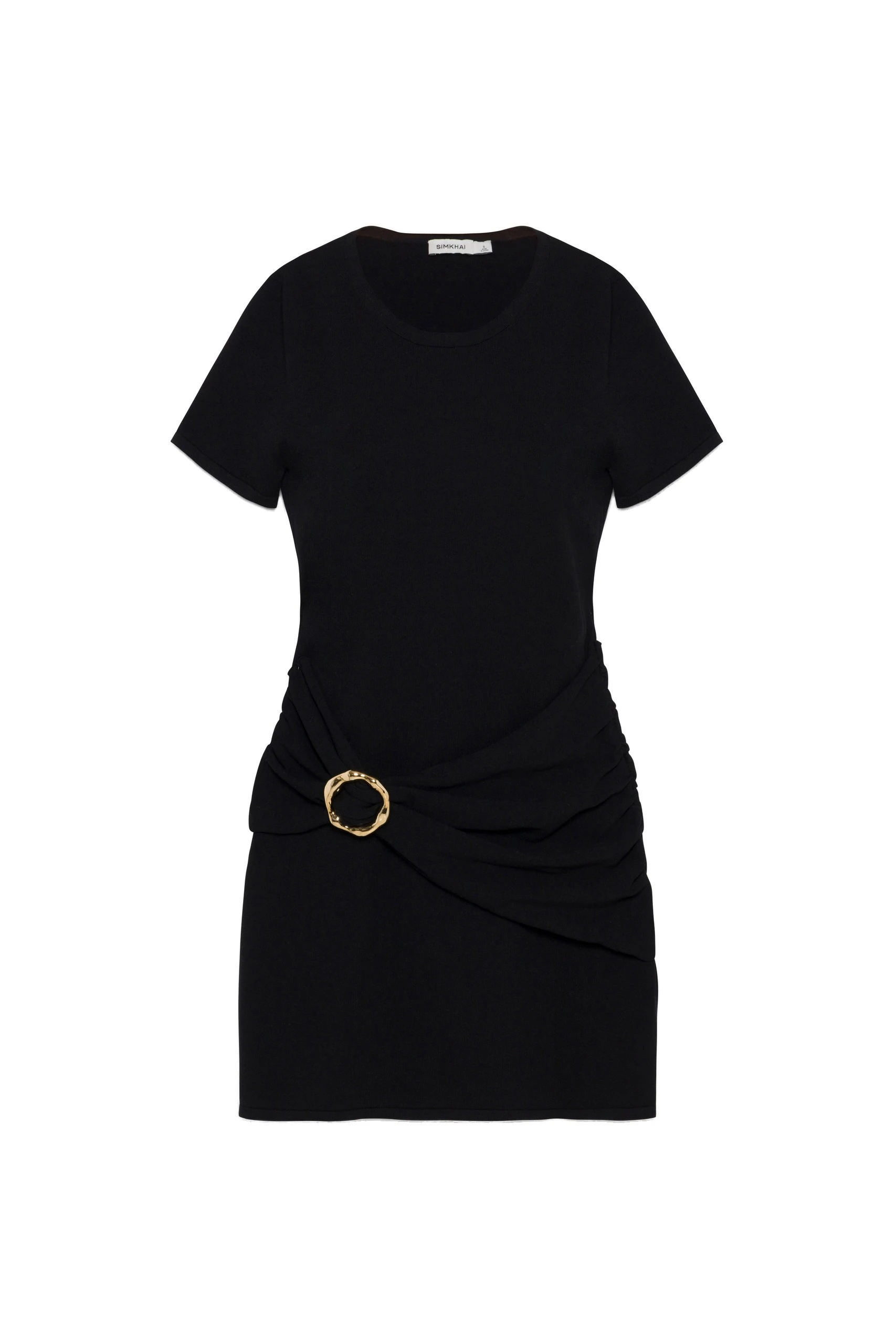 SIMKHAI Leni Draped Knit Mini Dress in Black SIMKHAI Leni Draped Knit Mini Dress in Black