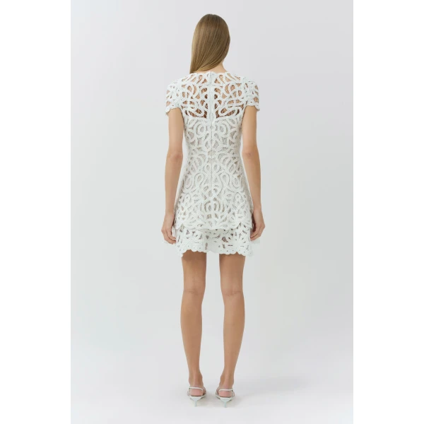 Lina Lace Mini Dress in White - Image 5