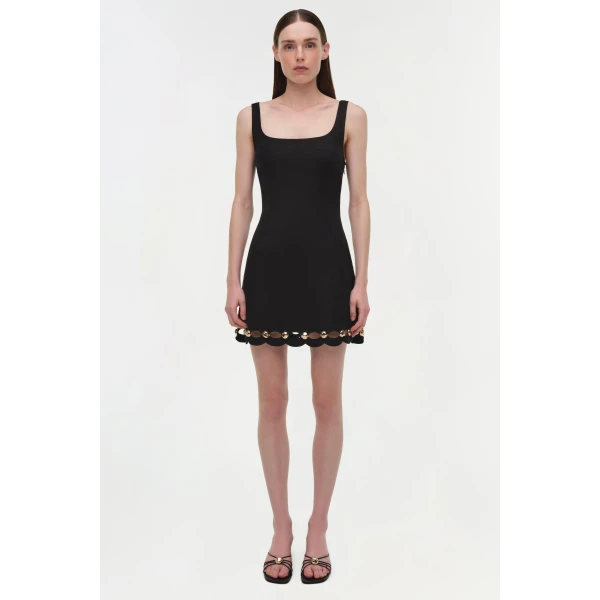 Lindley Studded Linen Midi Dress in Black - Image 6