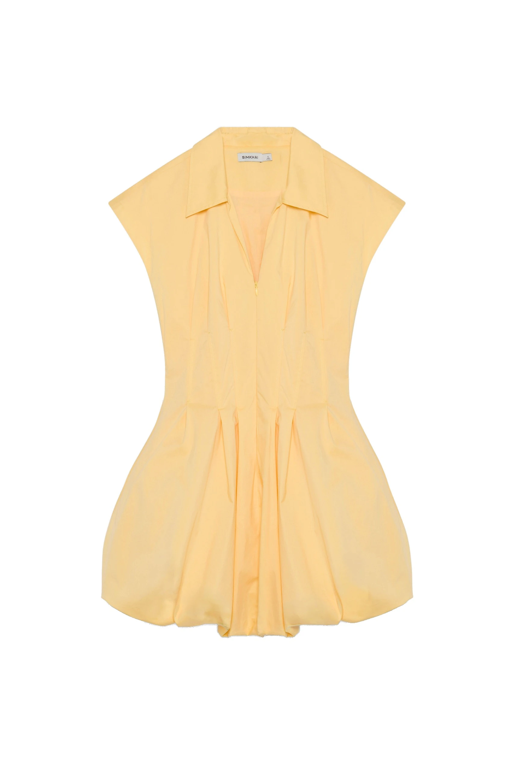 SIMKHAI Lirinne Cotton Bubble Mini Dress in Golden Haze SIMKHAI Lirinne Cotton Bubble Mini Dress in Golden Haze