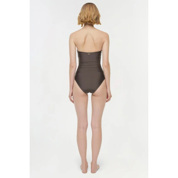 Lorena Shell Strapless One Piece in Chocolate - Image 5
