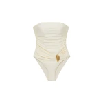 SIMKHAI Lorena Shell Strapless One Piece in Porcelain