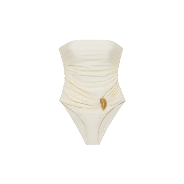 SIMKHAI Lorena Shell Strapless One Piece in Porcelain