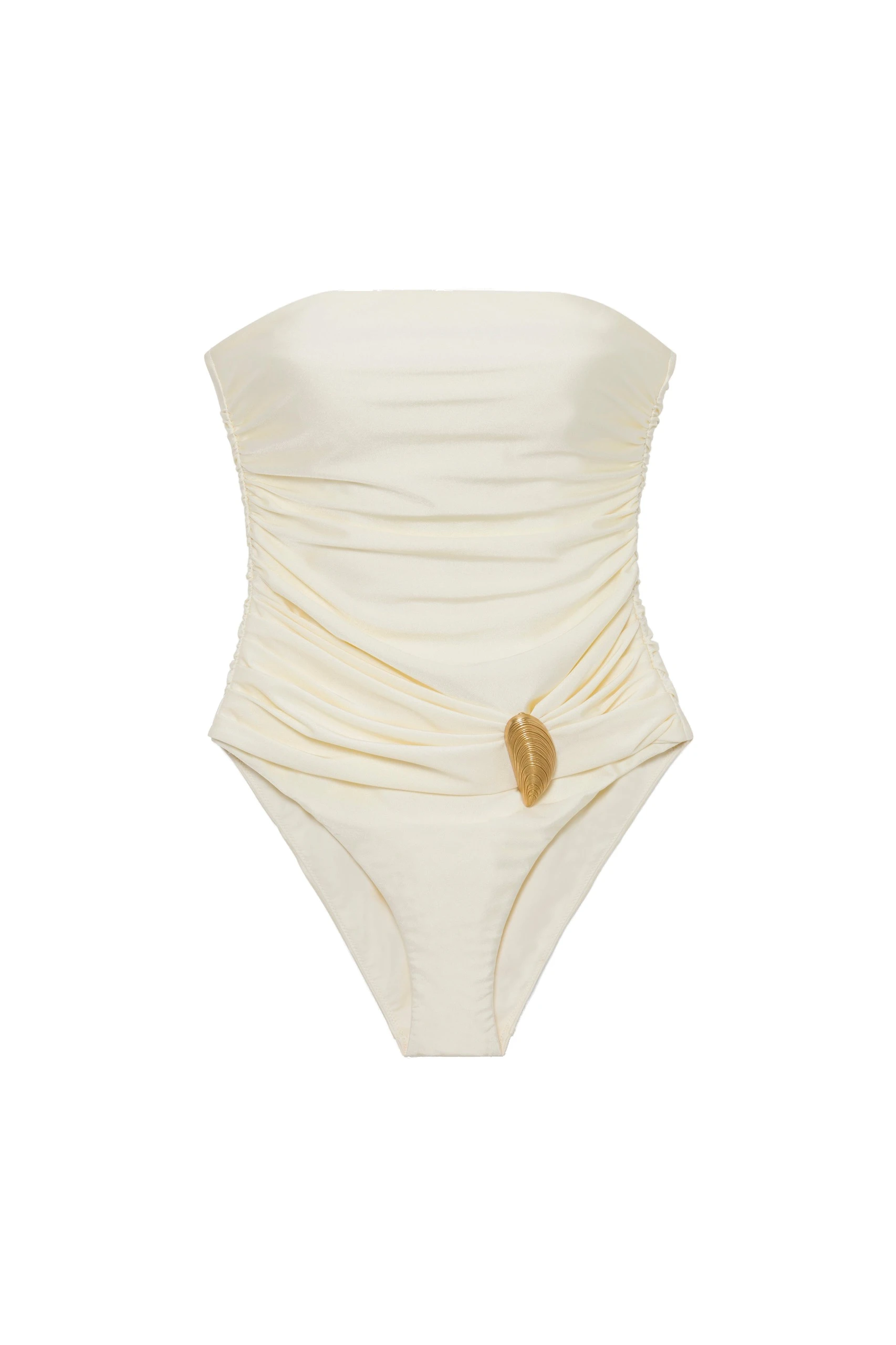 SIMKHAI Lorena Shell Strapless One Piece in Porcelain SIMKHAI Lorena Shell Strapless One Piece in Porcelain