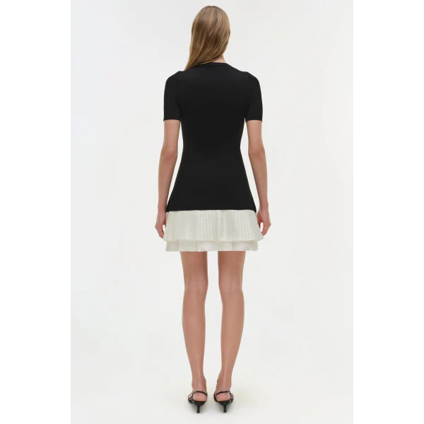 Lorin Taffeta Knit Midi Dress in Black Multi - Image 5