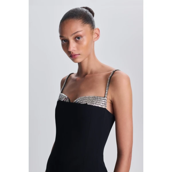 Maeva Embellished Bustier Mini Dress in Black - Image 6