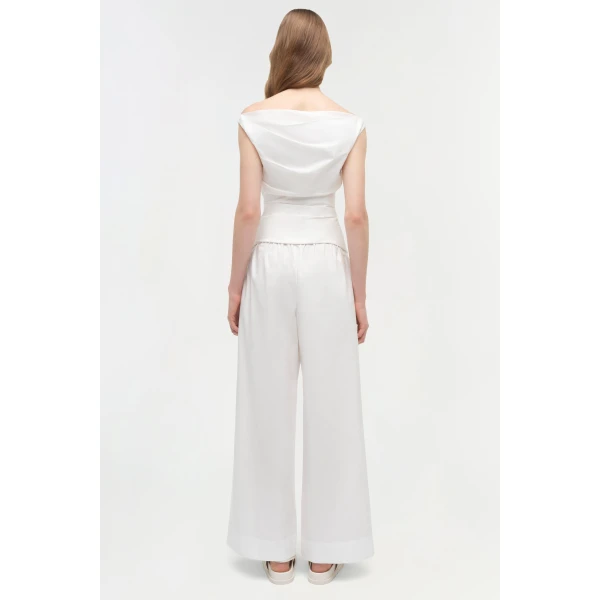 Maisel Draped Cotton Top in White - Image 5