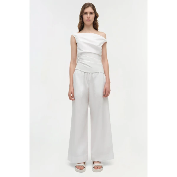 Maisel Draped Cotton Top in White - Image 6