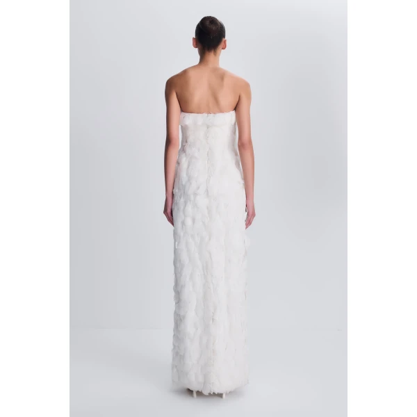 Malvina Feather Gown in Ivory - Image 5