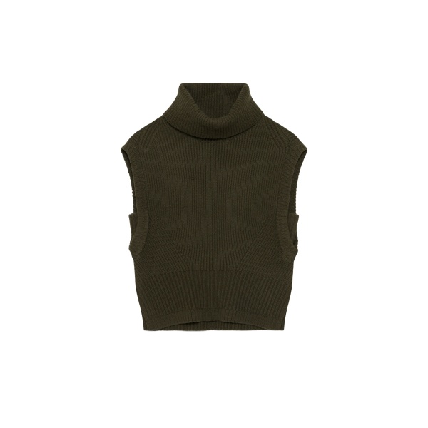 SIMKHAI Maple Knit Top in Dark Olive