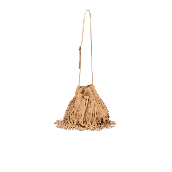 SIMKHAI Marena Suede Fringe Crossbody in Light Camel