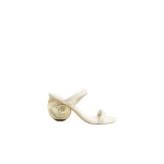 SIMKHAI Marion Leather Shell Heel in Alabaster Gold