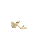 SIMKHAI Marion Metallic Leather Shell Heel in Gold