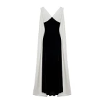 SIMKHAI Mariselle Draped Velvet Gown in Black Ivory Multi