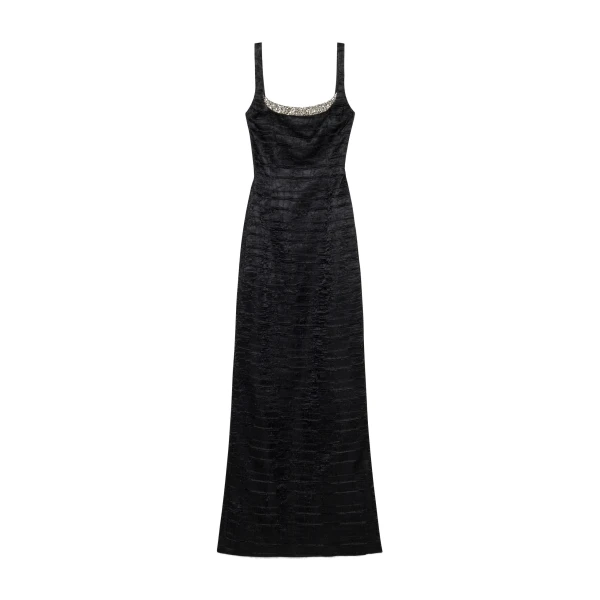 SIMKHAI Martina Embellished Satin Gown in Black