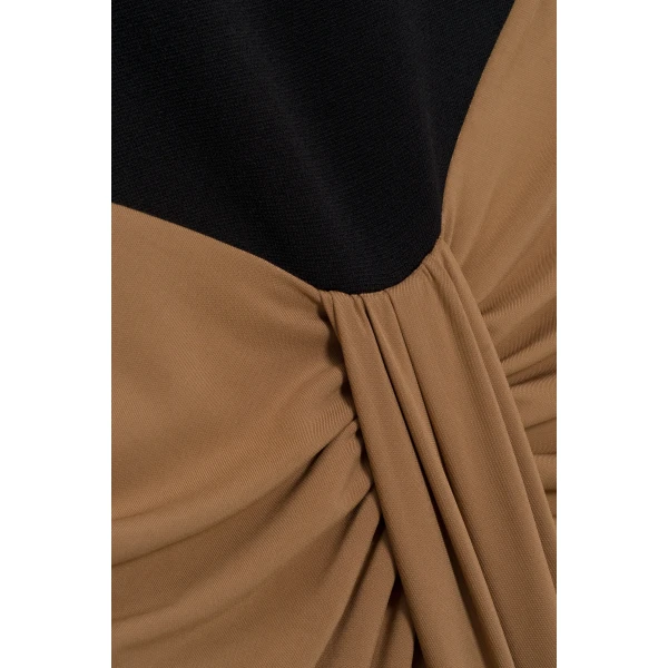 Matilde Draped Jersey Gown in Black Multi - Image 6