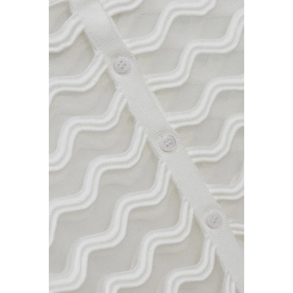 Maxime Wavy Knit Cardigan in Ivory - Image 6