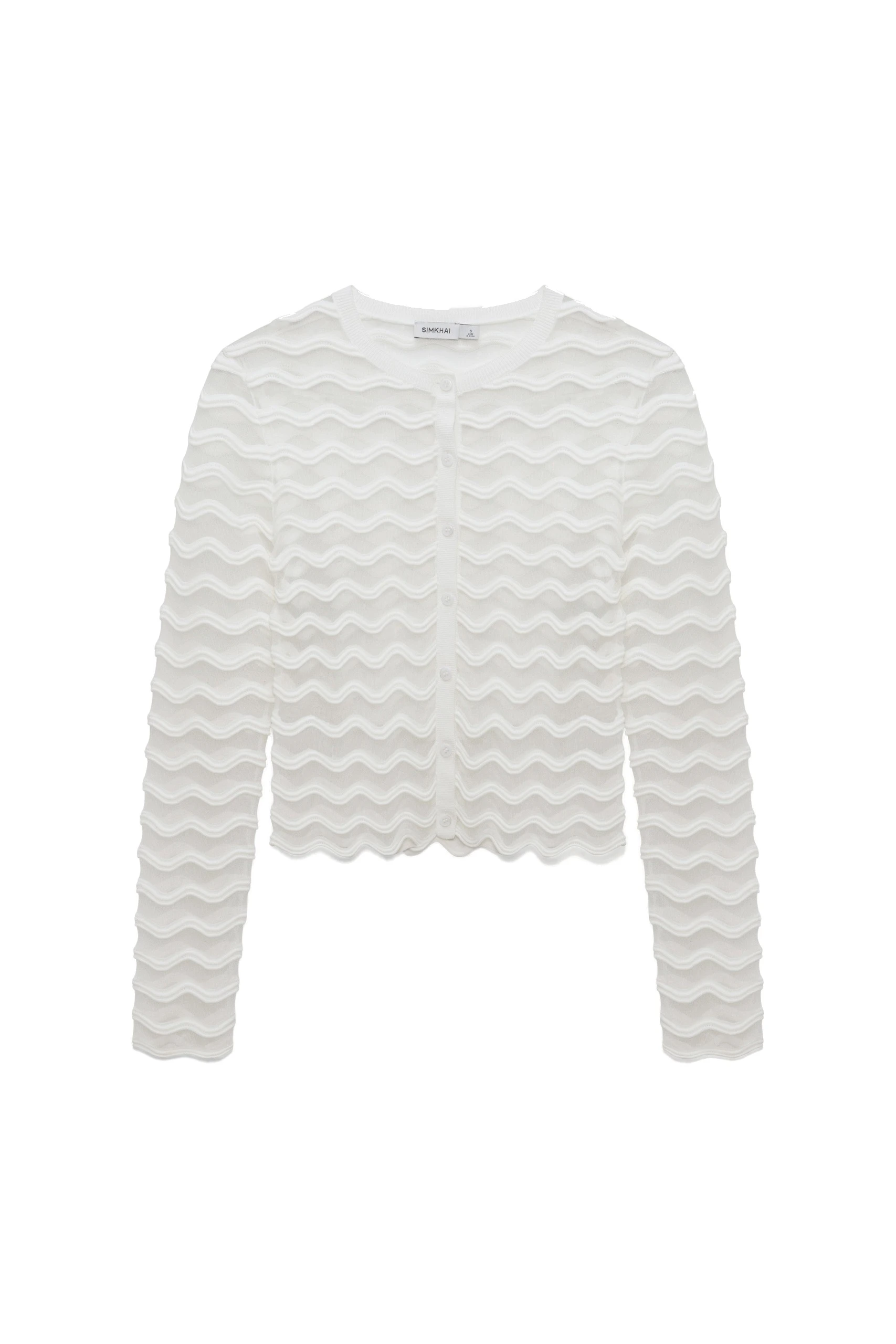 SIMKHAI Maxime Wavy Knit Cardigan in Ivory SIMKHAI Maxime Wavy Knit Cardigan in Ivory