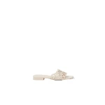SIMKHAI Mccall Laser Cut Leather Flat Slide in Cream