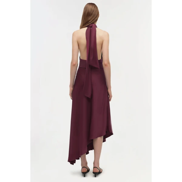 Monica Satin Dress in Fig - Image 5