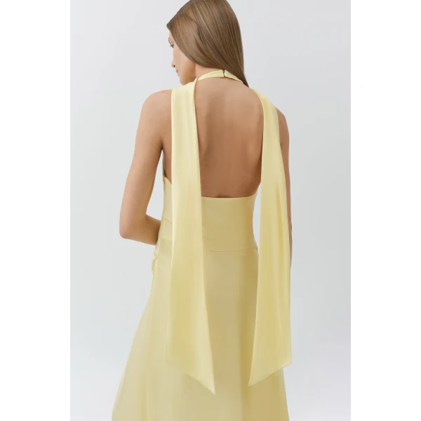 Monica Satin Midi Dress in Buttercream - Image 5