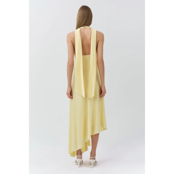 Monica Satin Midi Dress in Buttercream - Image 6