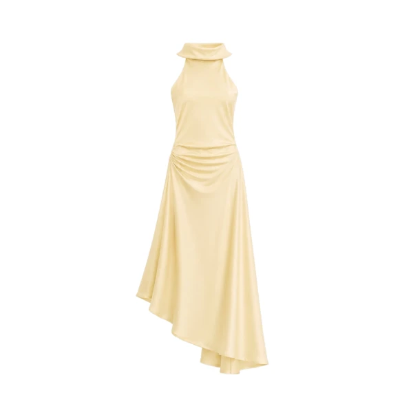 SIMKHAI Monica Satin Midi Dress in Buttercream