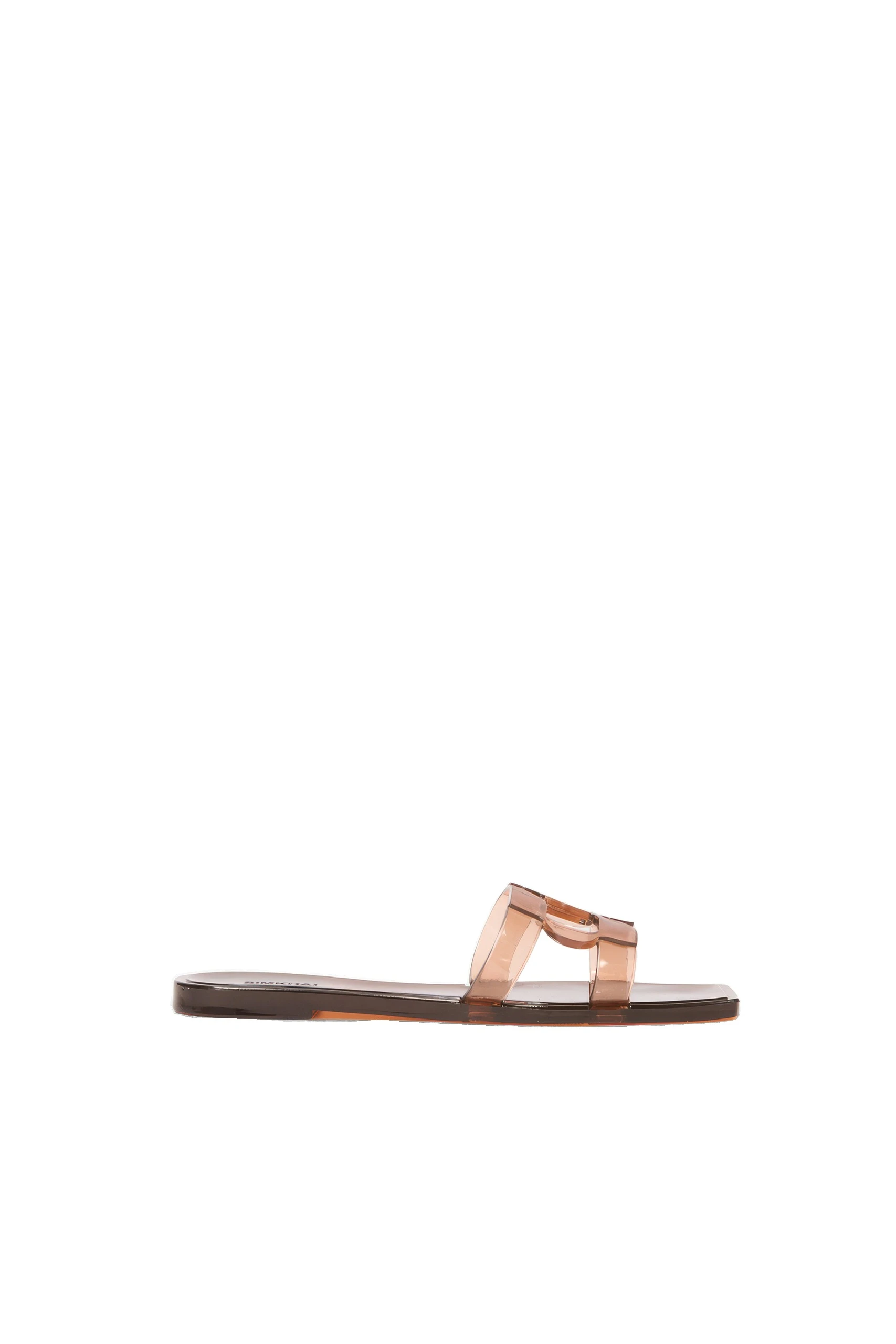 SIMKHAI Monogram Jelly Flat Slide in Saddle SIMKHAI Monogram Jelly Flat Slide in Saddle