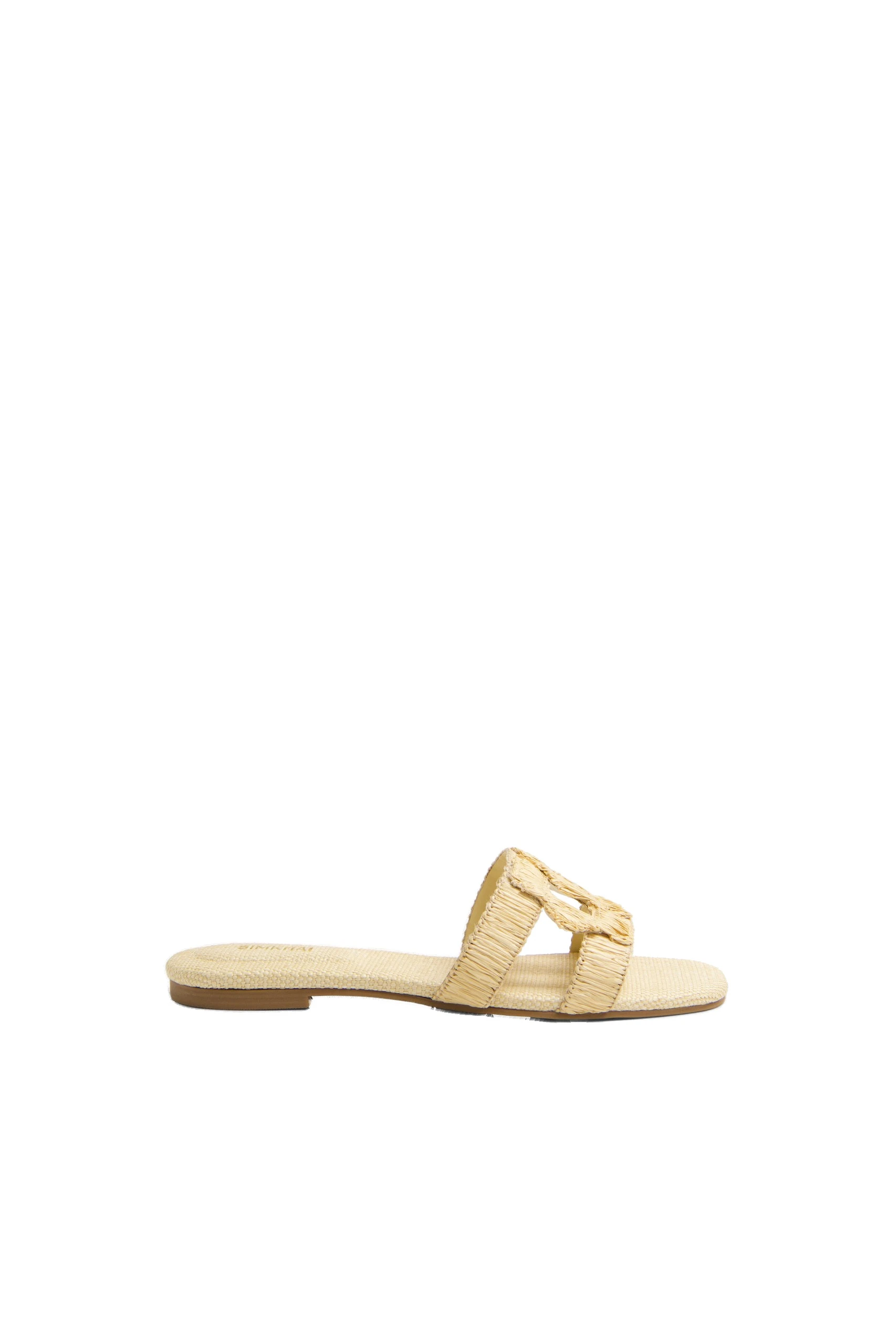 SIMKHAI Monogram Raffia Flat Slide in Natural SIMKHAI Monogram Raffia Flat Slide in Natural