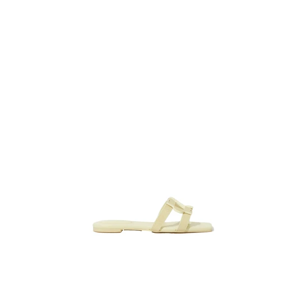 Monogram Snake Leather Flat Slide in Pistachio