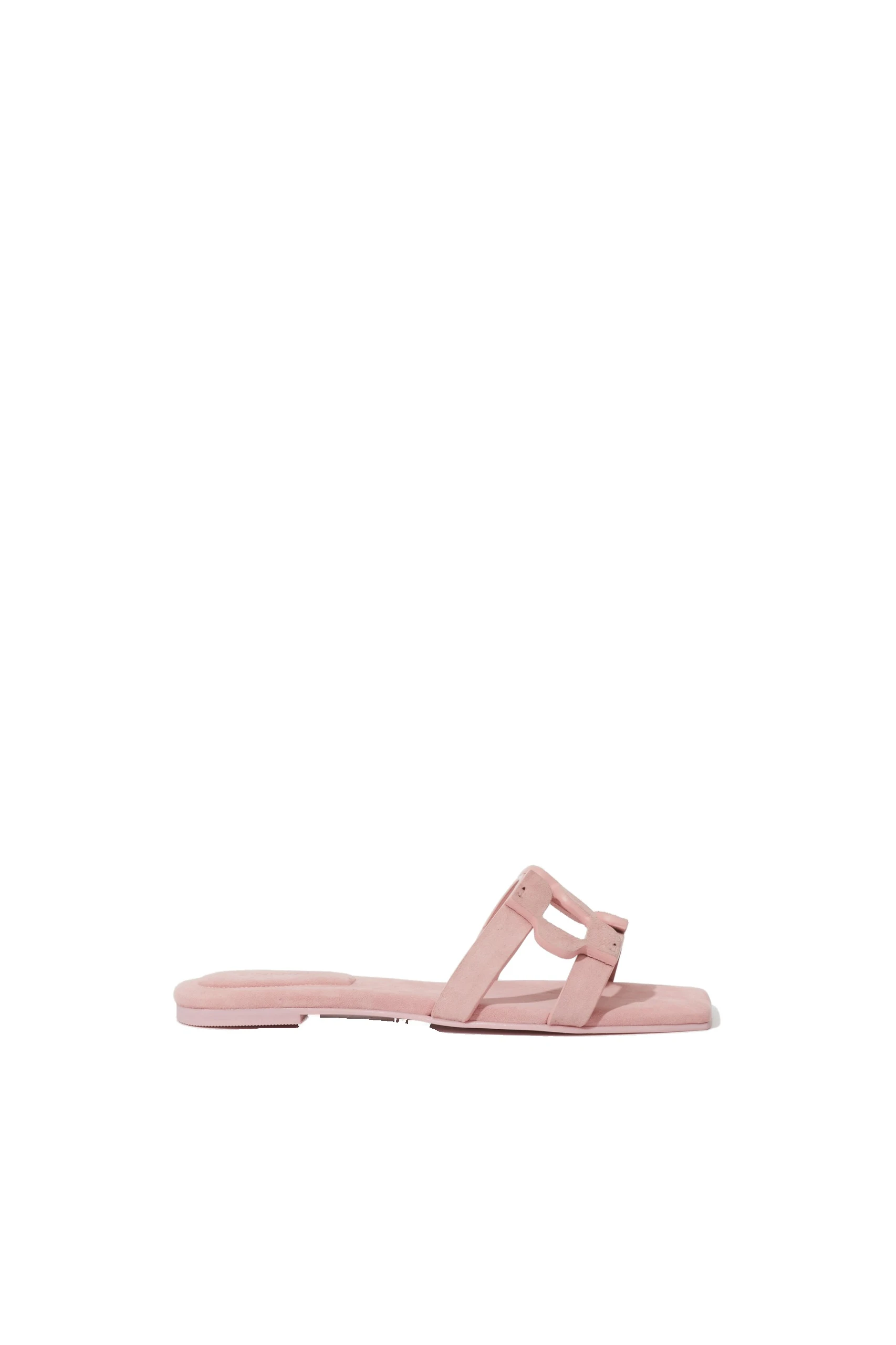 SIMKHAI Monogram Suede Flat Slide in Pale Pink SIMKHAI Monogram Suede Flat Slide in Pale Pink