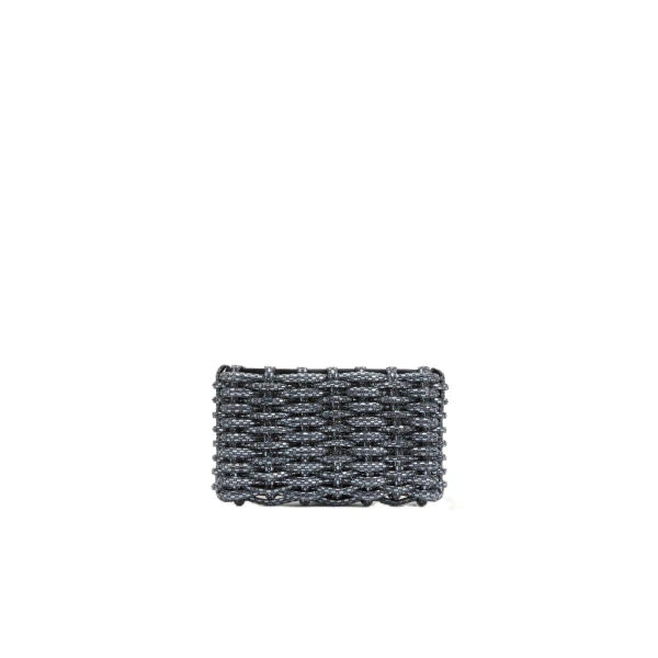 SIMKHAI Morgan Woven Rhinestone Clutch in Black