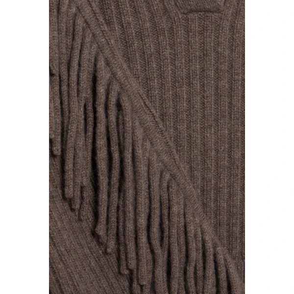 Natalia Collared Fringe Sweater in Mushroom Melange - Image 6