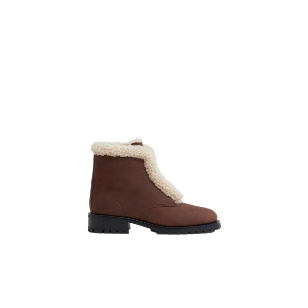 SIMKHAI Noah Shearling Lug Sole Zip Boot in Cacao Ecru