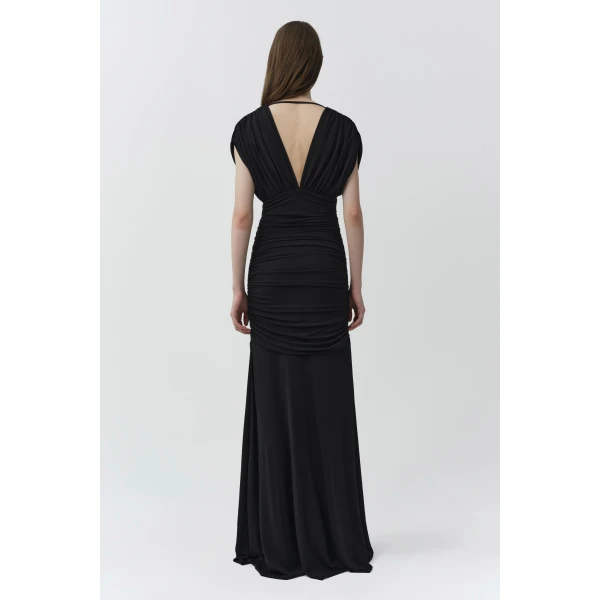 Norvelle Draped Jersey Gown in Black - Image 5