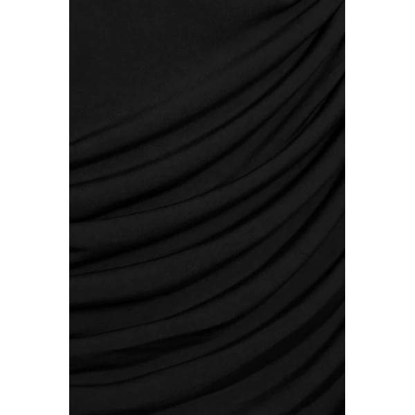 Norvelle Draped Jersey Gown in Black - Image 6
