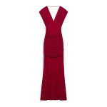 SIMKHAI Norvelle Draped Jersey Gown in Lipstick