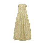 SIMKHAI Octavia Jacquard Strapless Gown in Buttercream