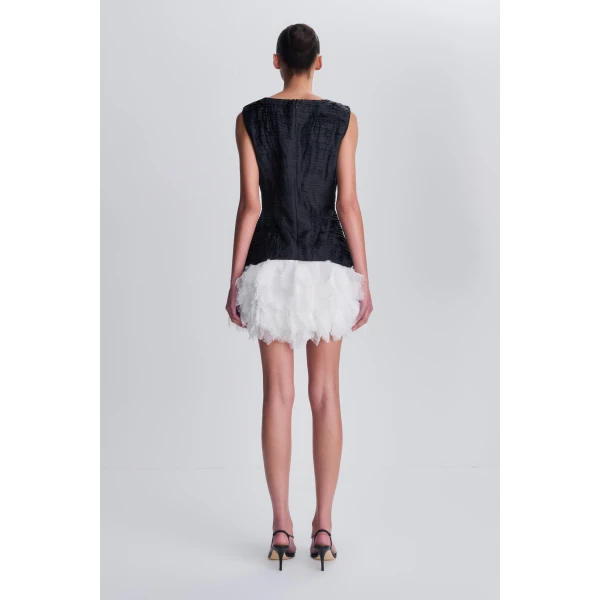 Olympia Taffeta Mini Dress in Black Multi - Image 6