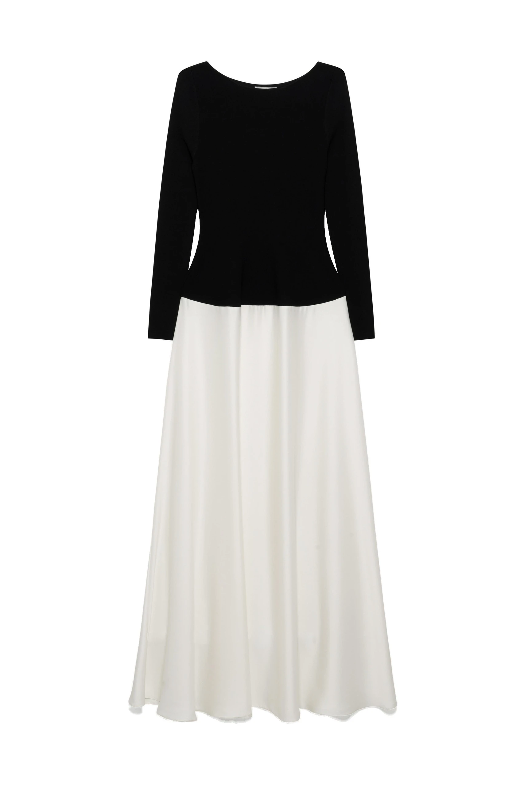 SIMKHAI Paola Satin Knit Gown in Black Ivory SIMKHAI Paola Satin Knit Gown in Black Ivory