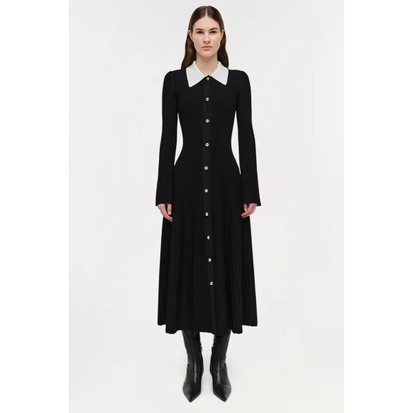 Philippa Knit Mini Dress in Black - Image 6