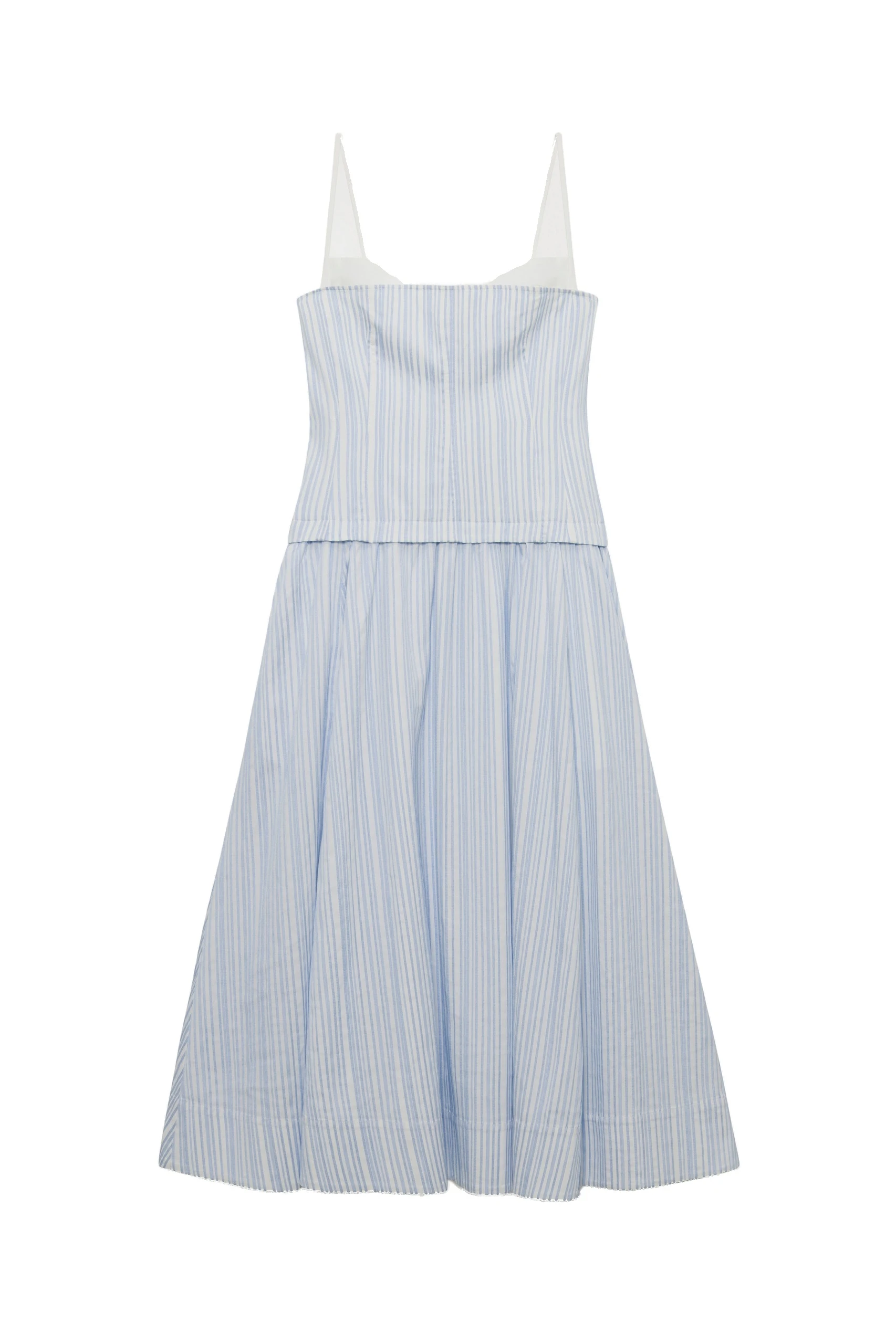 SIMKHAI Quinlin Bustier Midi Dress in Blue Stripe SIMKHAI Quinlin Bustier Midi Dress in Blue Stripe