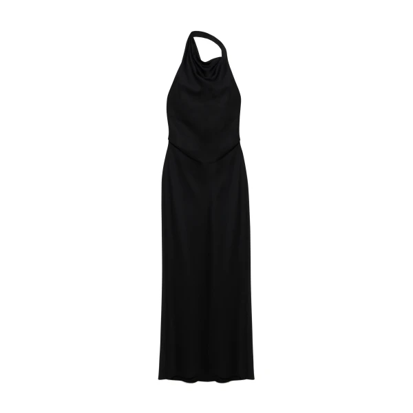 SIMKHAI Reannon Draped Satin Gown in Black