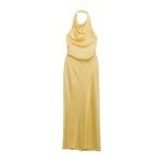 SIMKHAI Reannon Draped Satin Gown in Golden Haze
