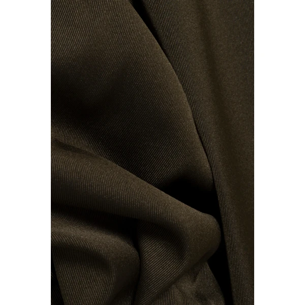 Regina Pleated Mini Shirt Dress in Dark Olive - Image 6