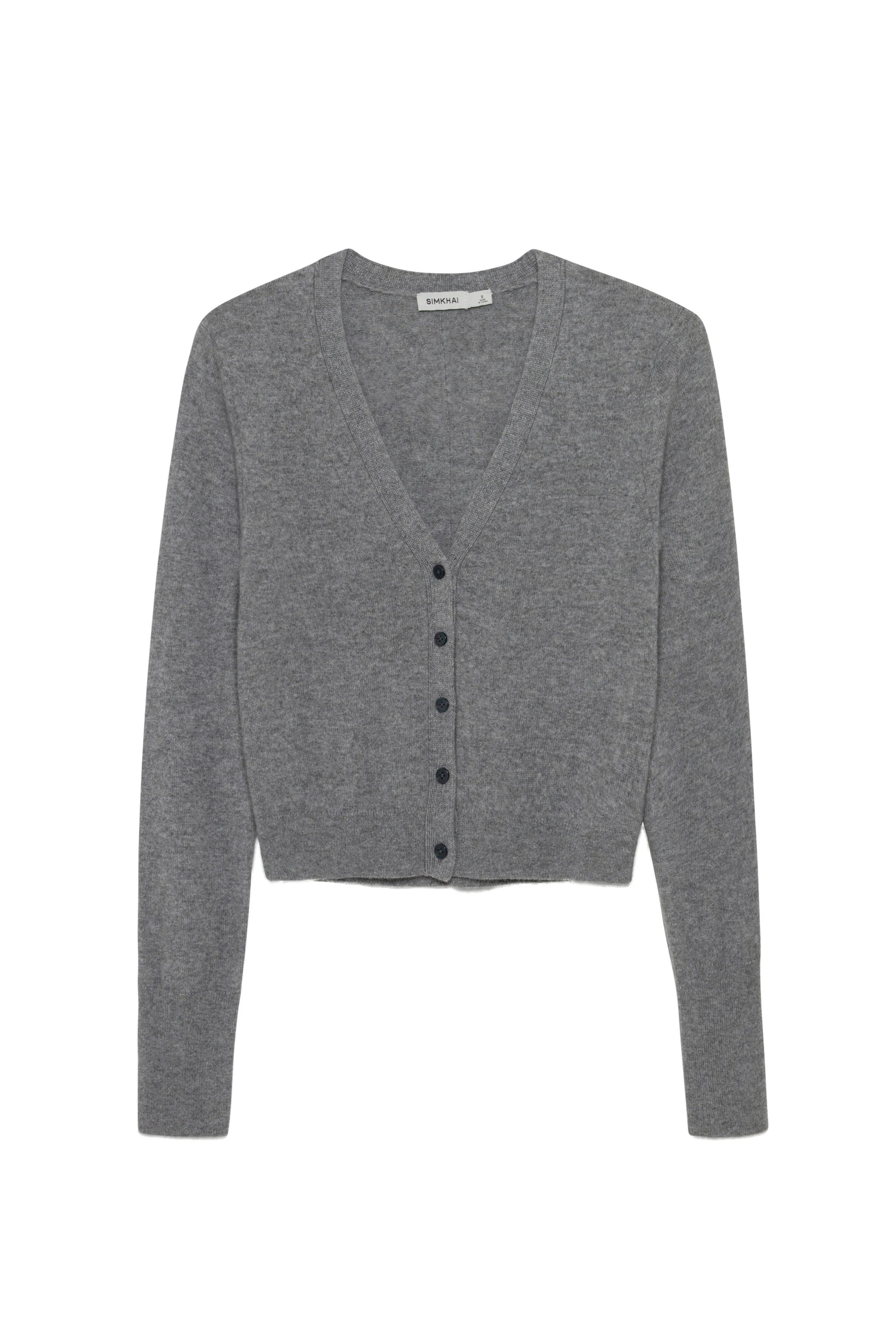 SIMKHAI Remi Cashmere Cardigan in Grey Melange SIMKHAI Remi Cashmere Cardigan in Grey Melange
