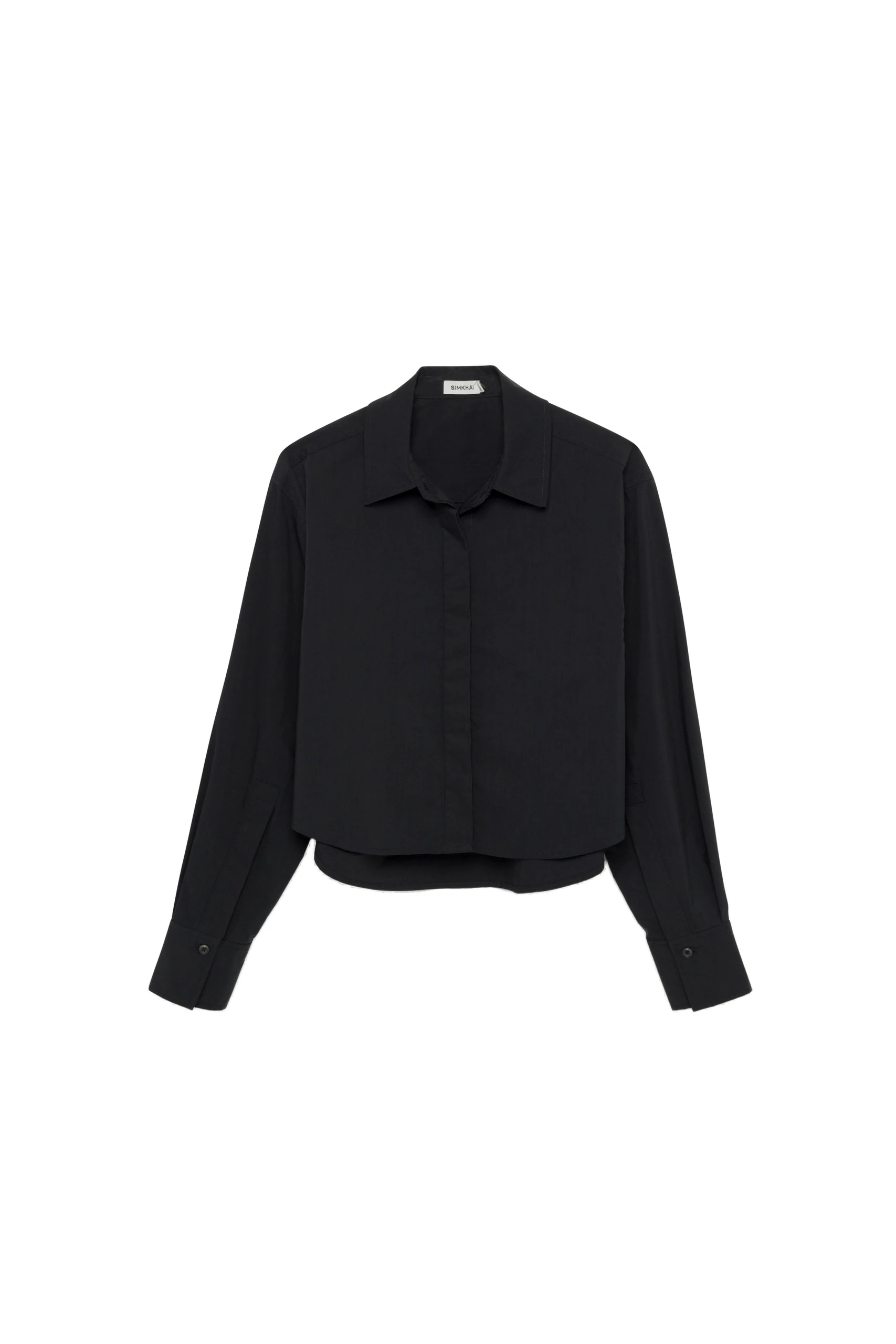 SIMKHAI Renata Cropped Shirt in Black SIMKHAI Renata Cropped Shirt in Black