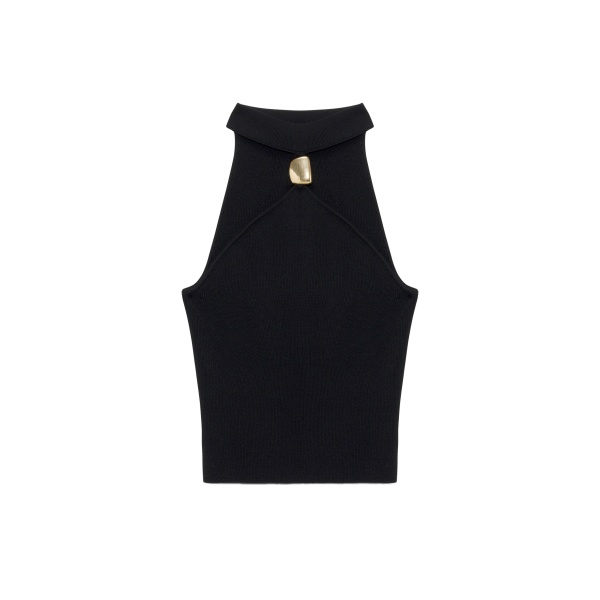 SIMKHAI Renlen Knit Halter Top in Black
