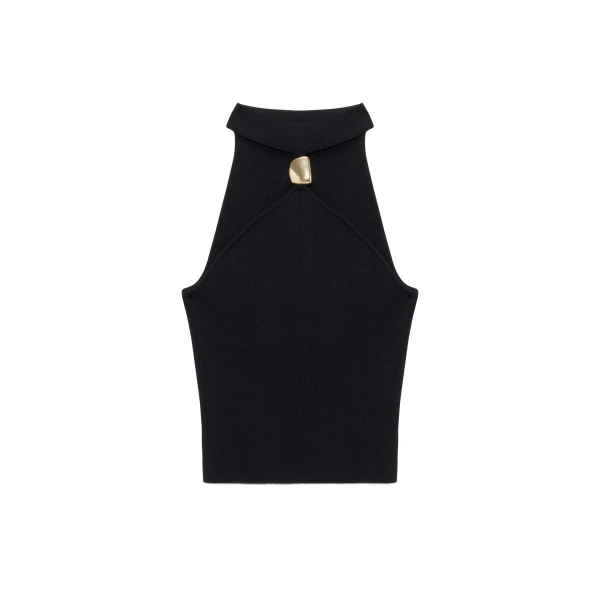 SIMKHAI Renlen Knit Halter Top in Black